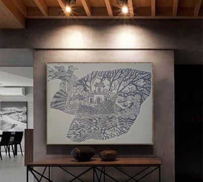 tranh khắc gỗ _Xưởng của Quang